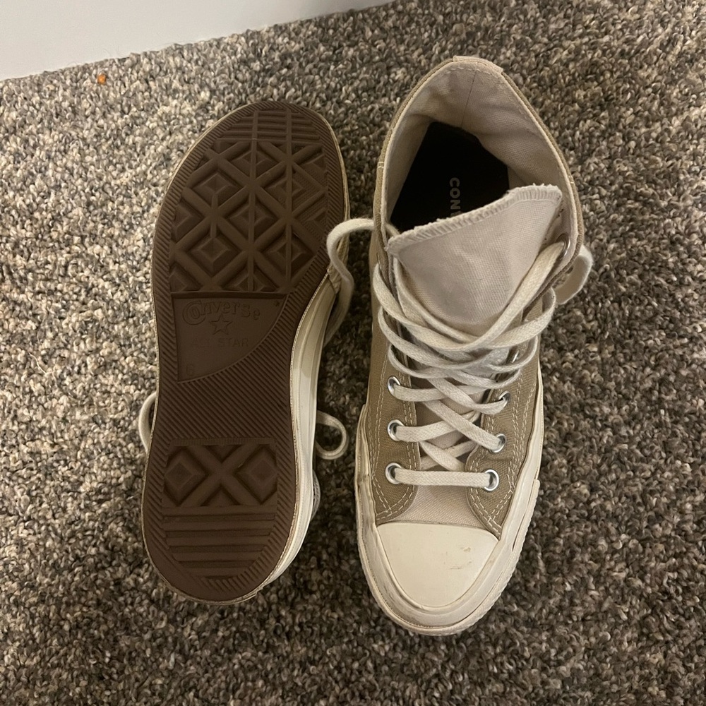 Custom made tan and white converse size women’s 8 - Picture 3 of 3